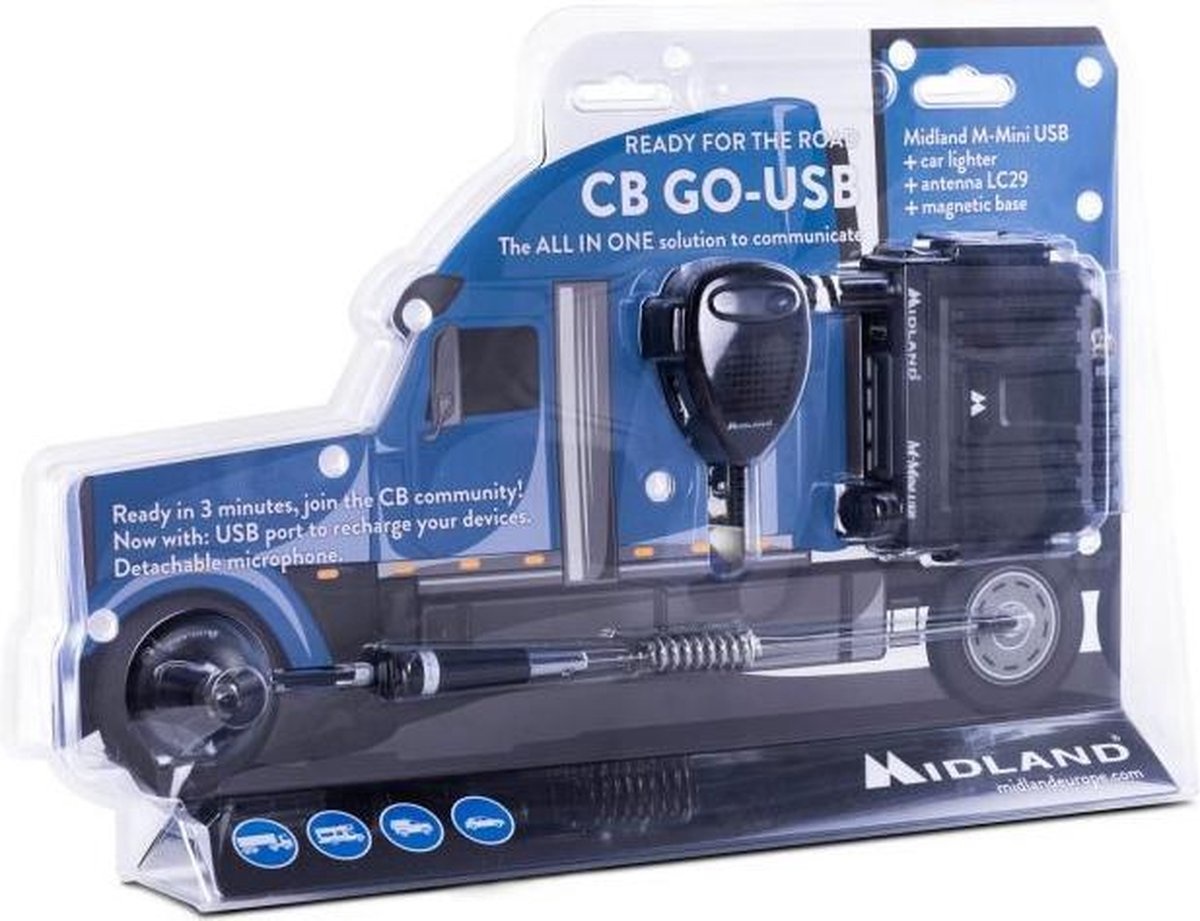 Midland CB GO USB 27 mc bakje met antenne