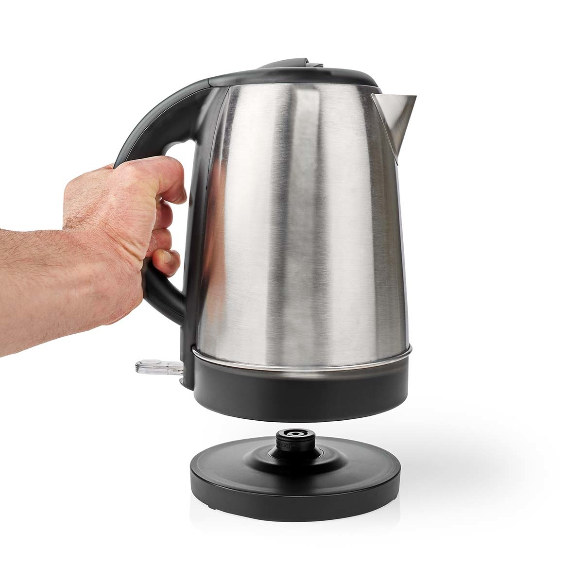 Nedis KAWK340EAL Waterkoker | 1,7 l | Roestvrij Staal | Aluminium / Zwart | 360 graden draaibaar