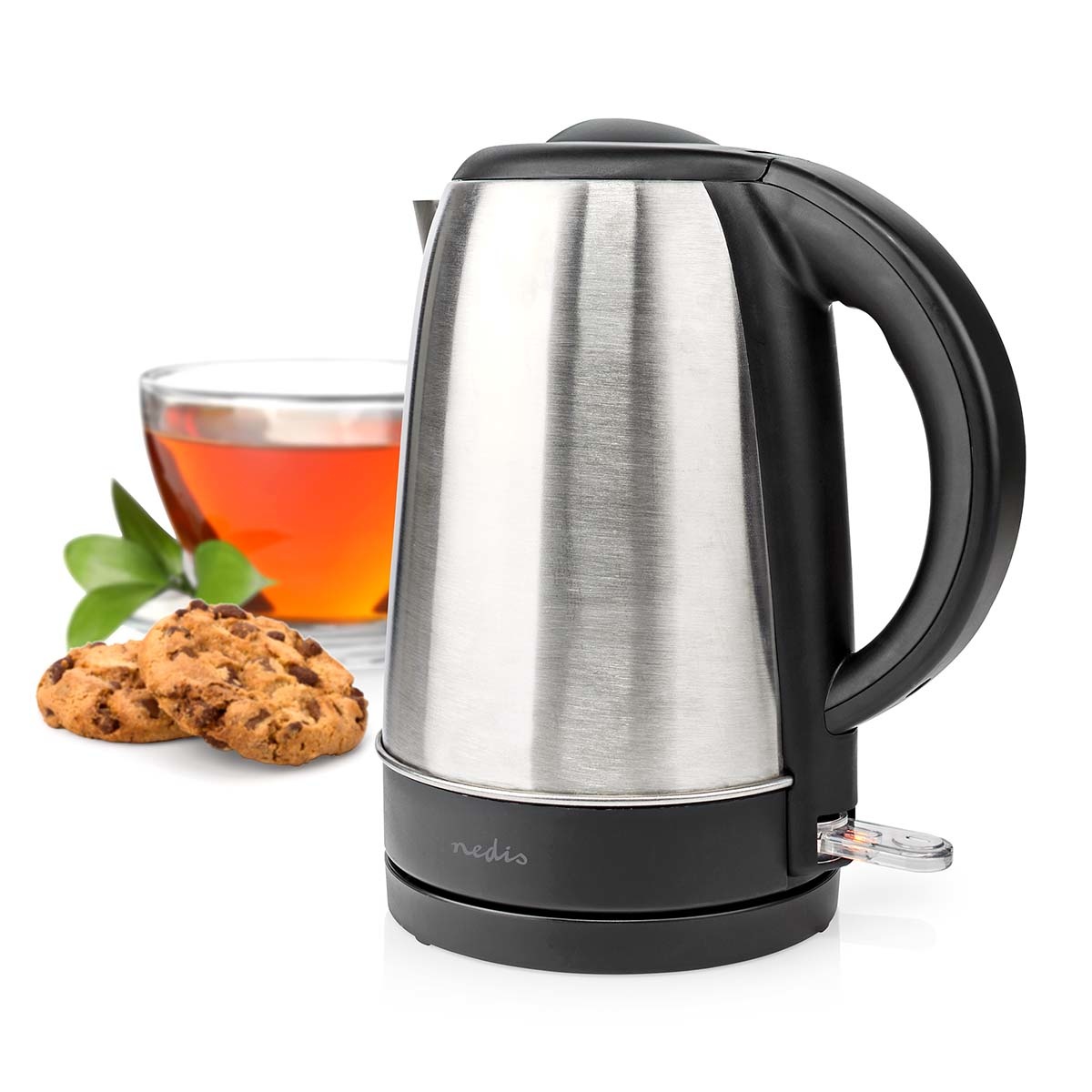 Nedis KAWK340EAL Waterkoker | 1,7 l | Roestvrij Staal | Aluminium / Zwart | 360 graden draaibaar