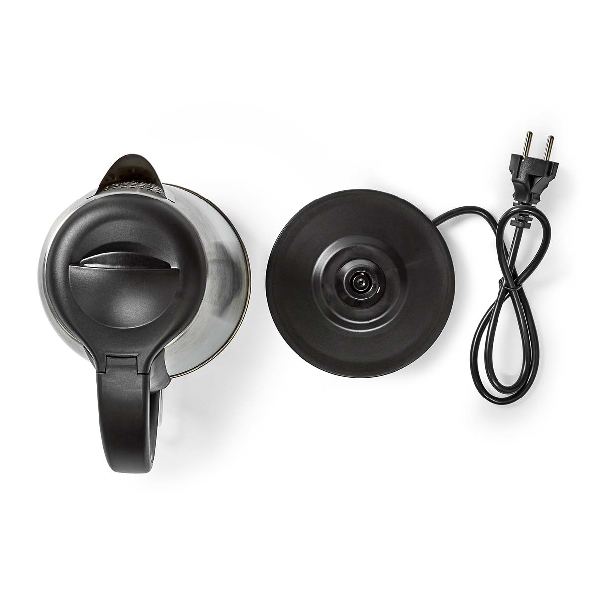 Nedis KAWK340EAL Waterkoker | 1,7 l | Roestvrij Staal | Aluminium / Zwart | 360 graden draaibaar