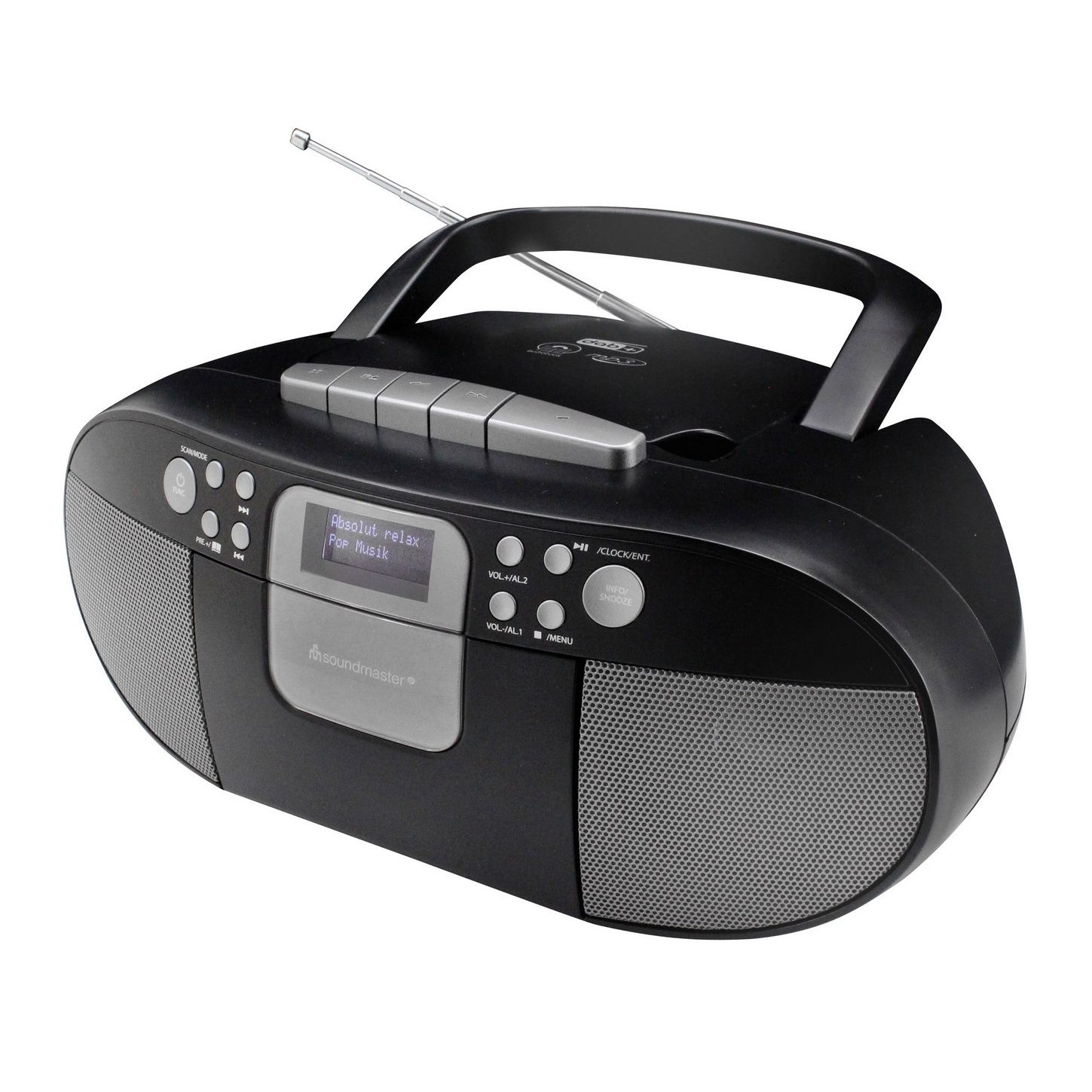 Soundmaster SCD7800SW - Portable boombox met cassettespeler en USB poort zwart
