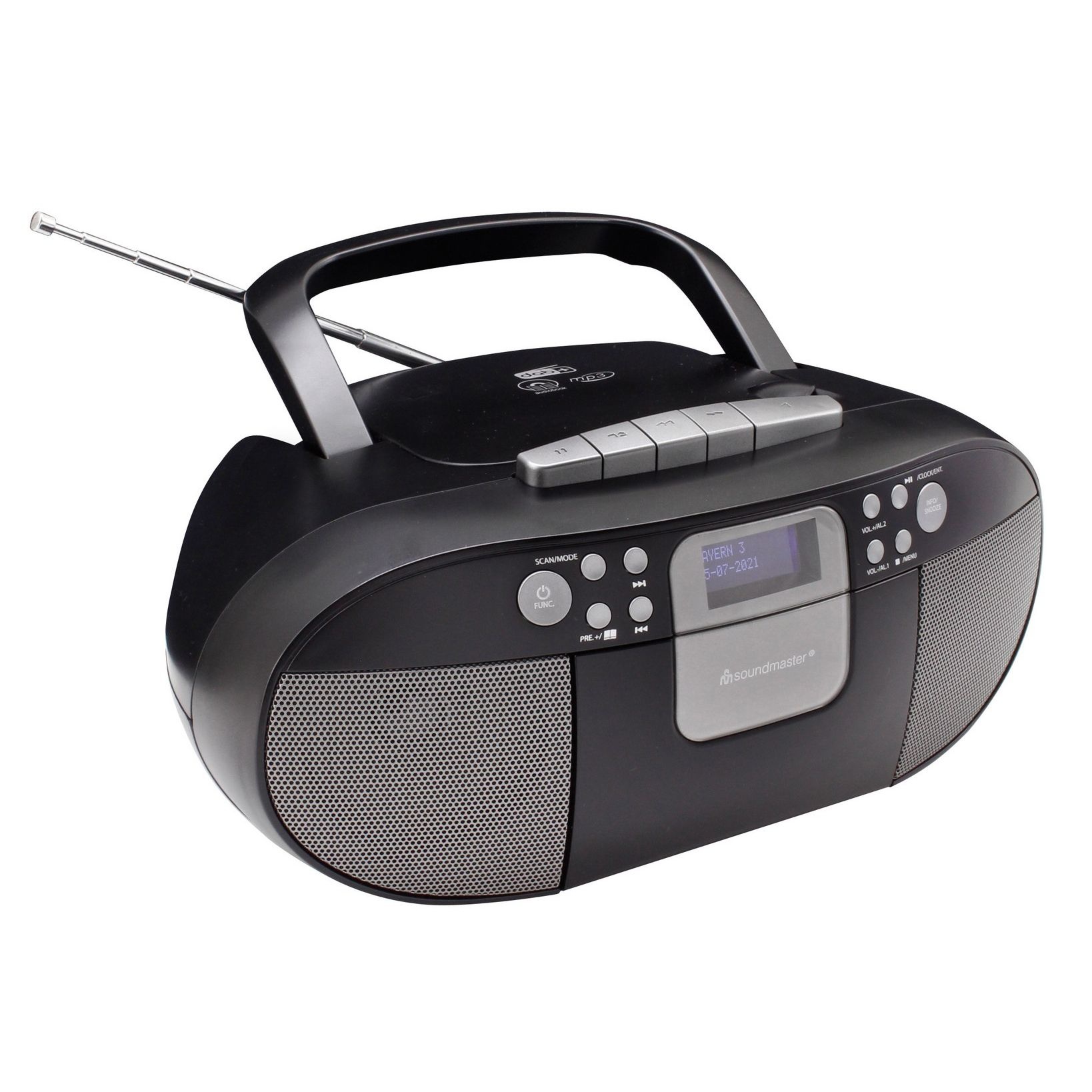 Soundmaster SCD7800SW - Portable boombox met cassettespeler en USB poort zwart