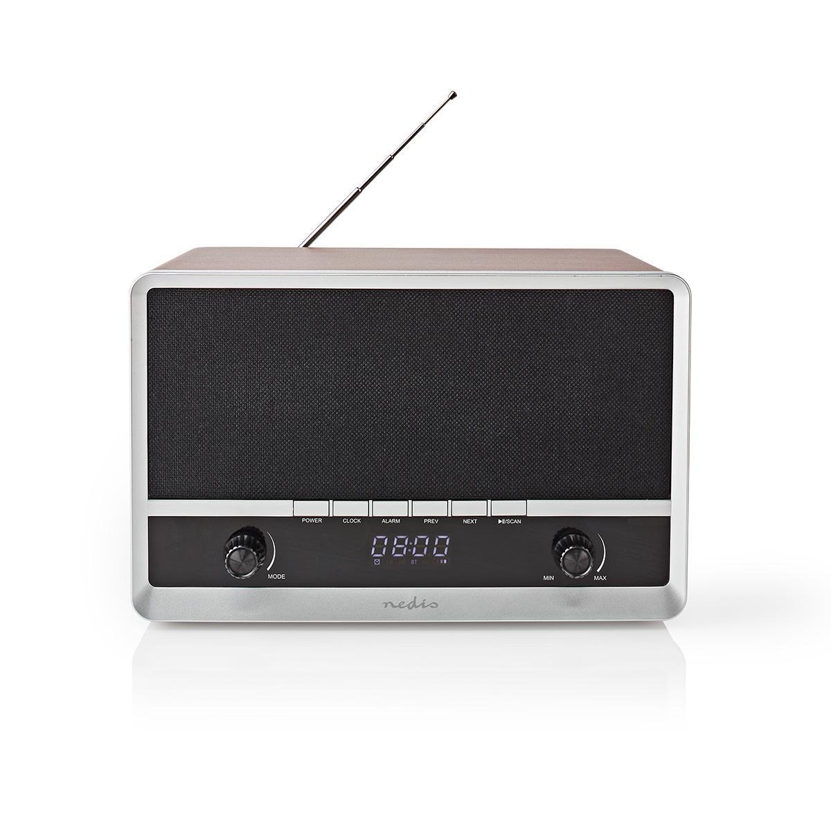 Nedis RDFM5200BN nostalgische retro tafelradio met FM en Bluetooth met ingebouwde accu