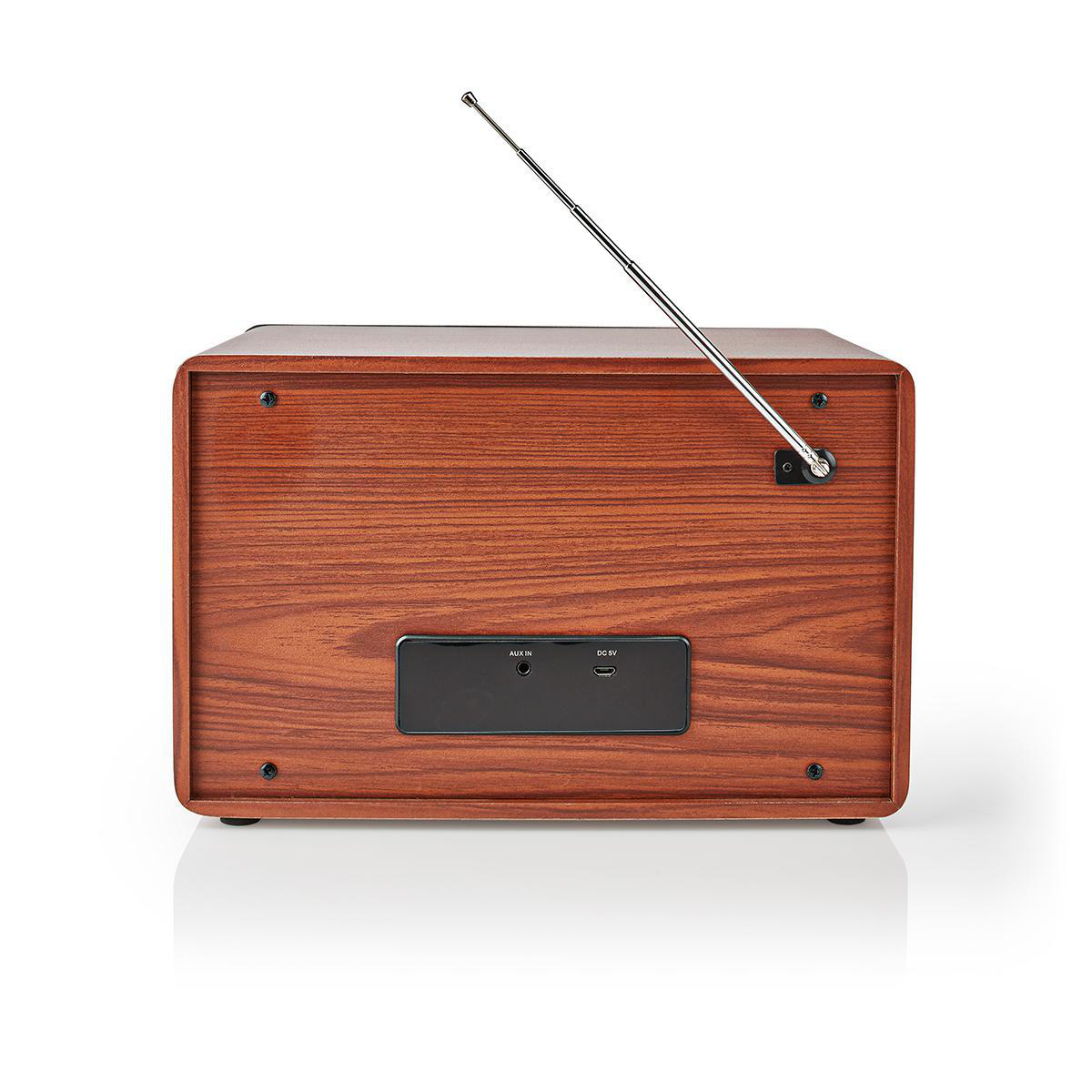 Nedis RDFM5200BN nostalgische retro tafelradio met FM en Bluetooth met ingebouwde accu