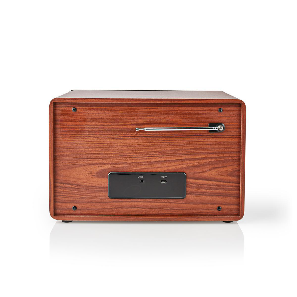 Nedis RDFM5200BN nostalgische retro tafelradio met FM en Bluetooth met ingebouwde accu