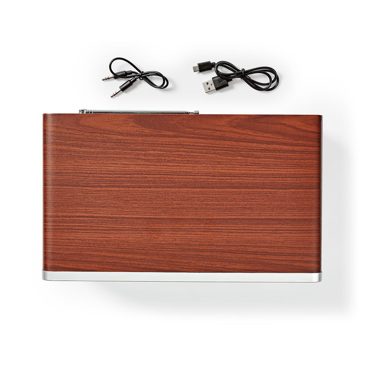 Nedis RDFM5200BN nostalgische retro tafelradio met FM en Bluetooth met ingebouwde accu