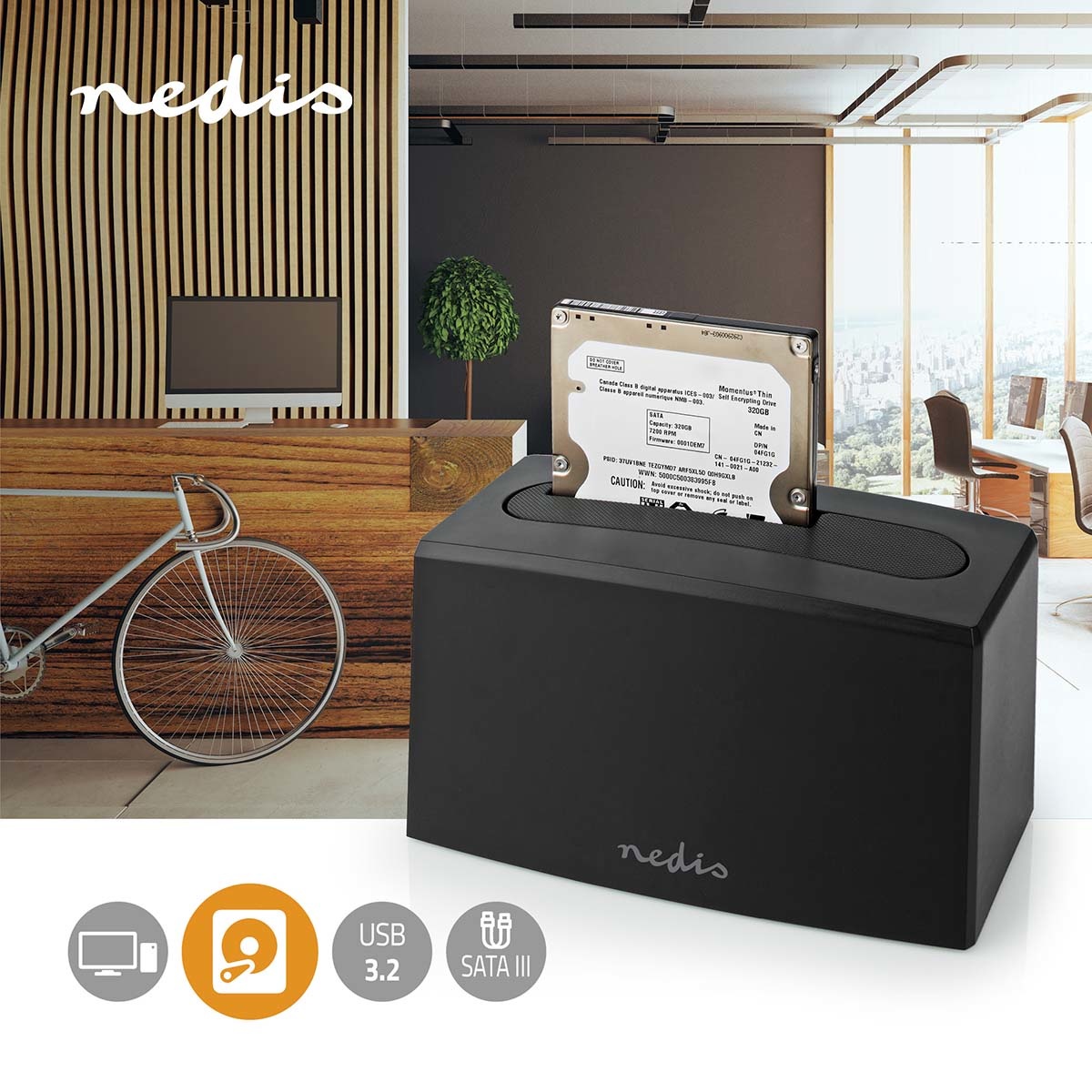 Nedis Docking Station voor Harde Schijf | USB 3.2 Gen1 | USB Type-A