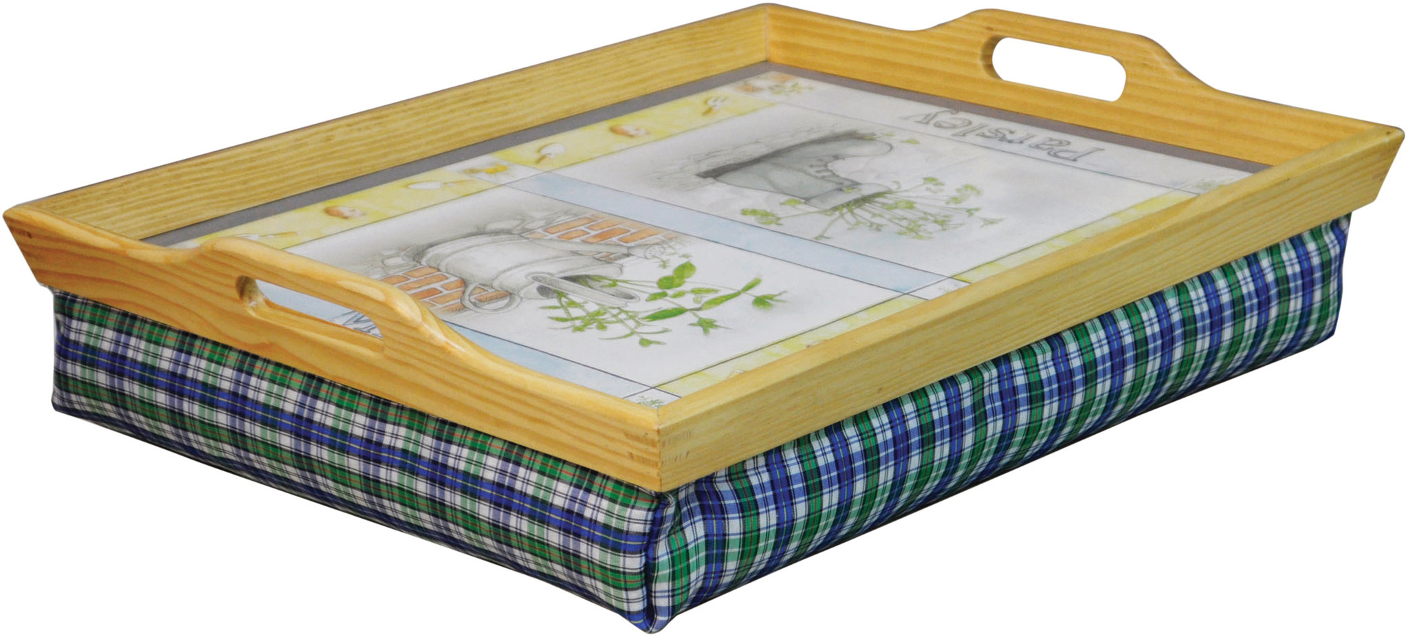 St. Helens Houten Schootdienblad Blauw/Groen met getekende afbeelding