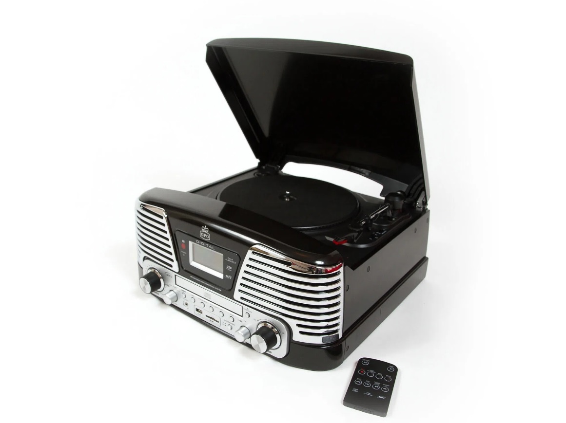 GPO Memphis Retro Muziekcenter Radio-CD-Platenspeler - Zwart