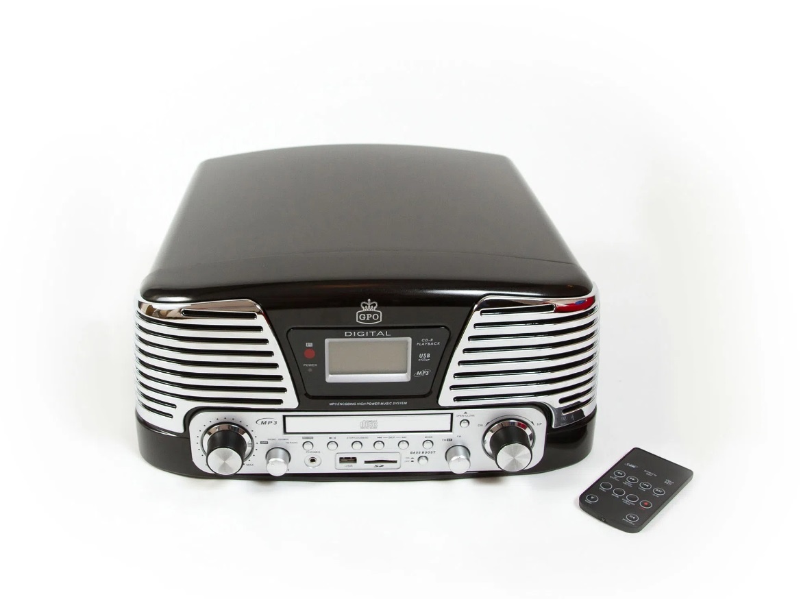 GPO Memphis Retro Muziekcenter Radio-CD-Platenspeler - Zwart