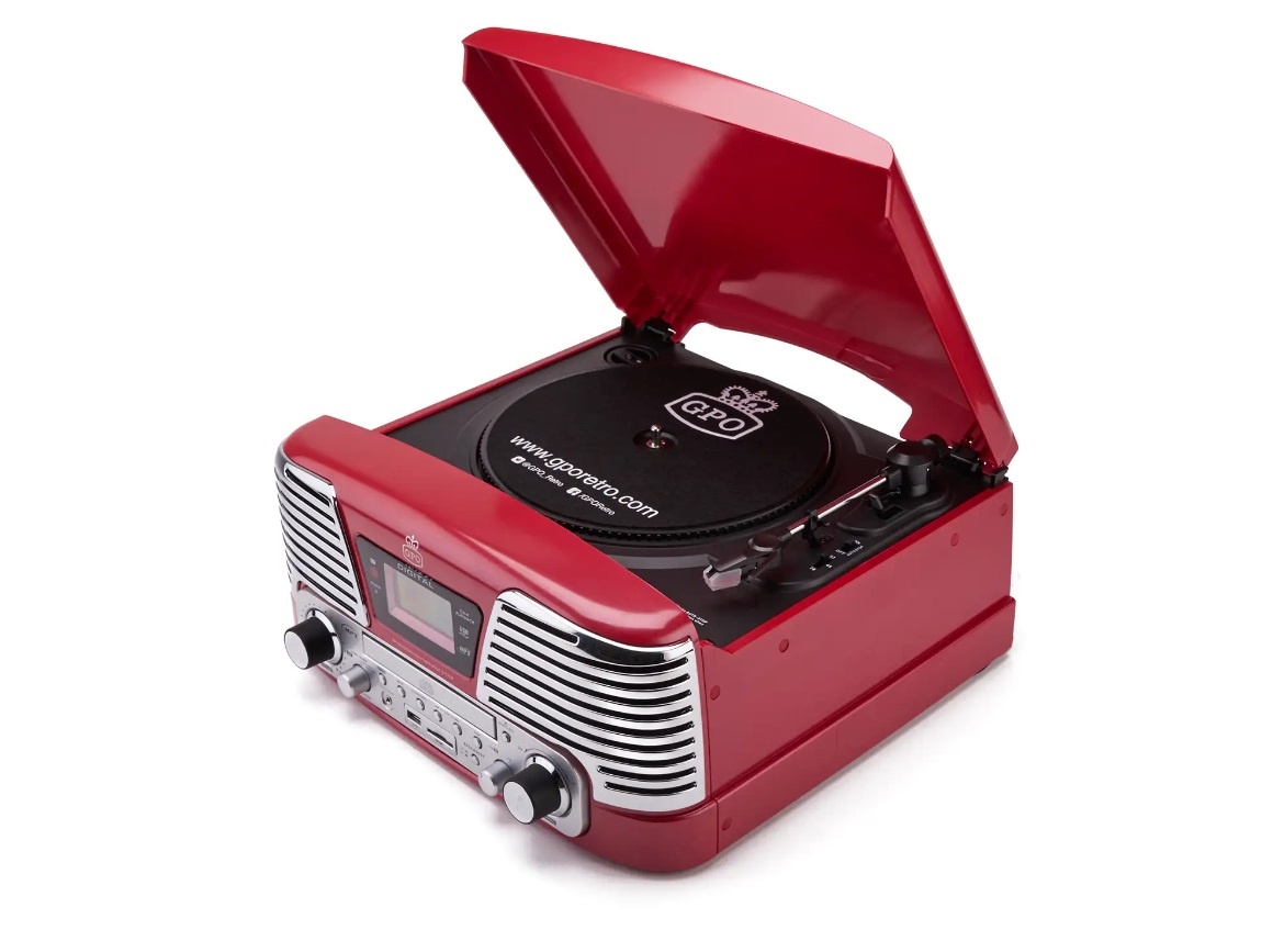 GPO Memphis retro muziek center met platenspeler CD USB speler