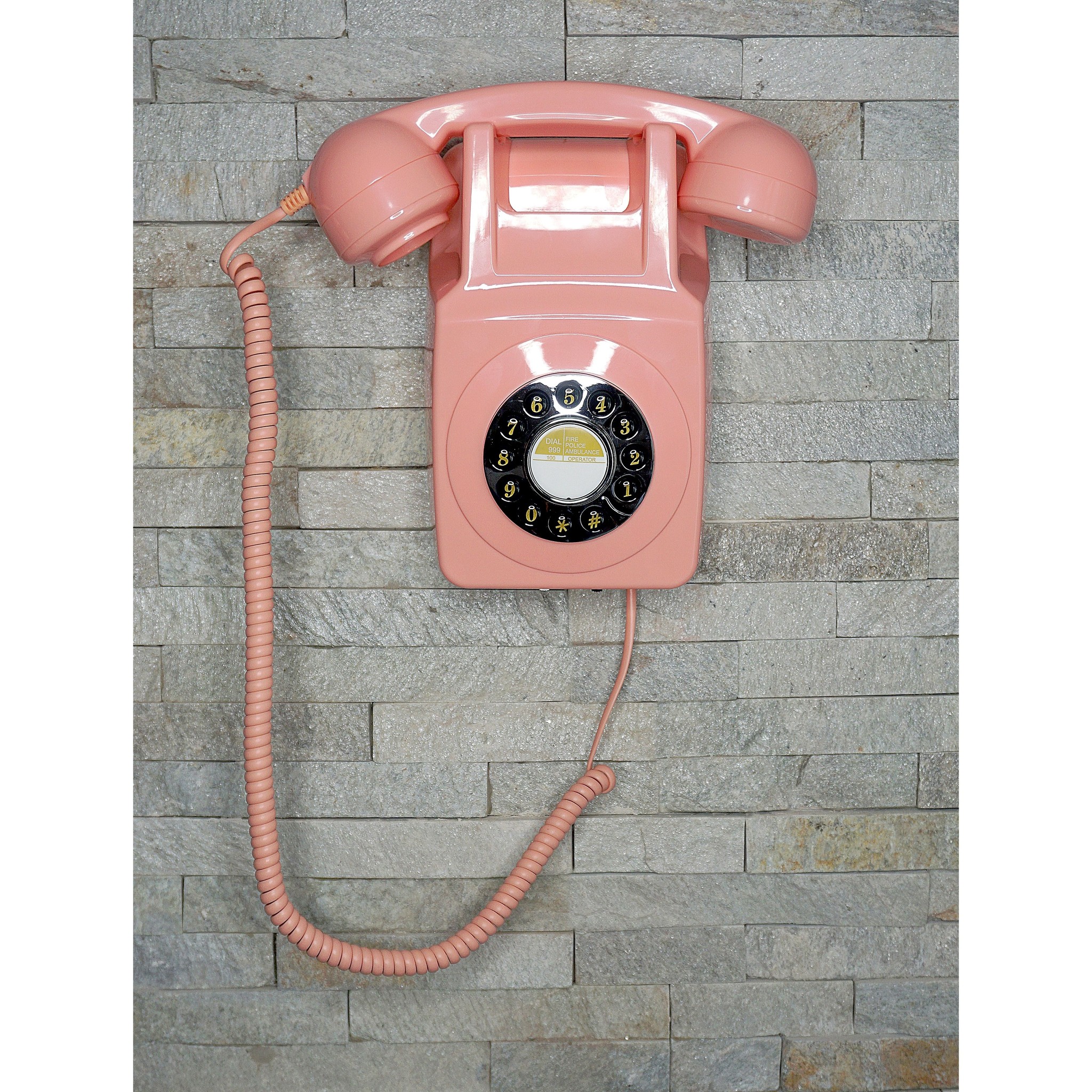 GPO Jaren ‘70 en ‘80 Muurtelefoon Roze met Druktoetsbediening
