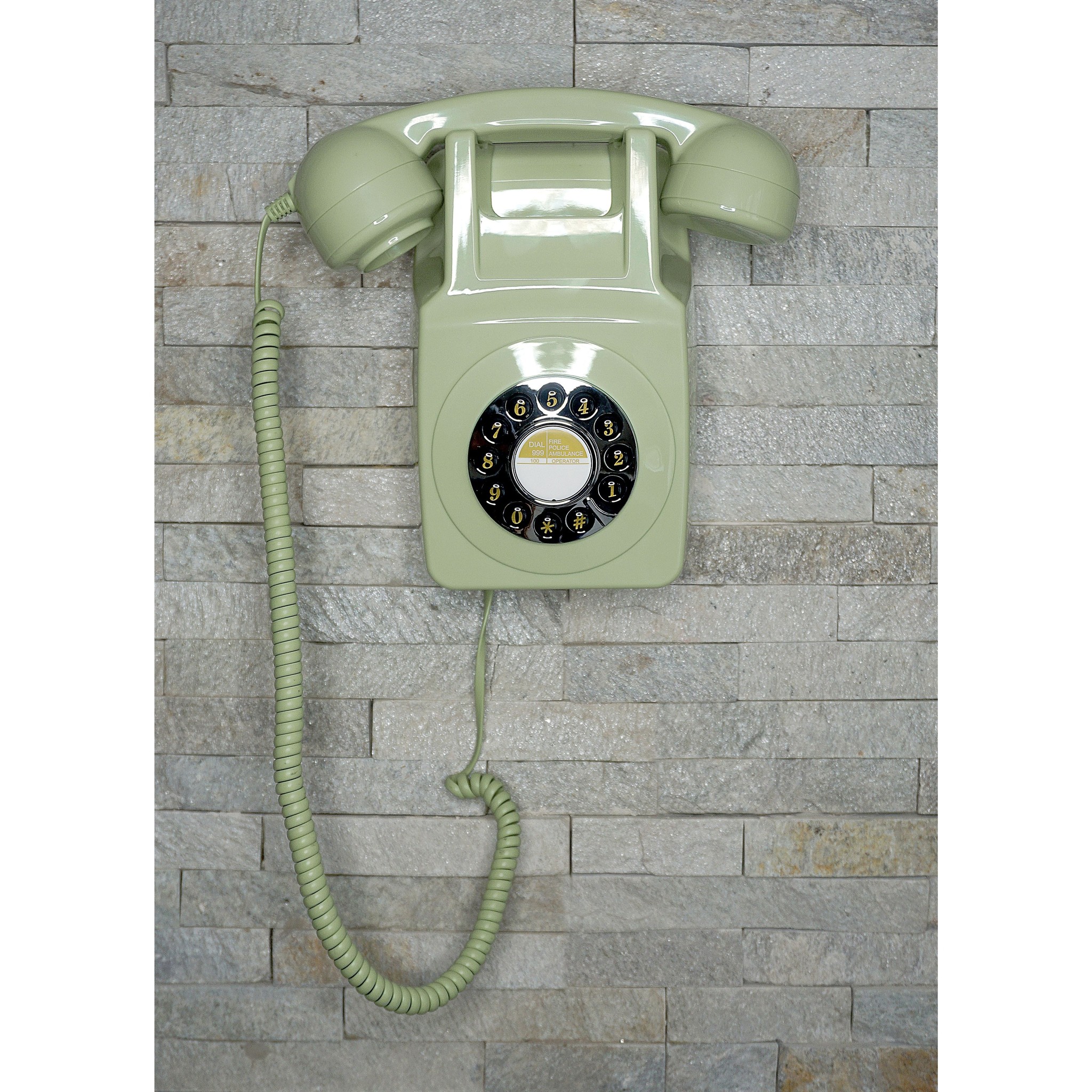 GPO Jaren ‘70 en ‘80 Muurtelefoon Groen met Druktoetsbediening