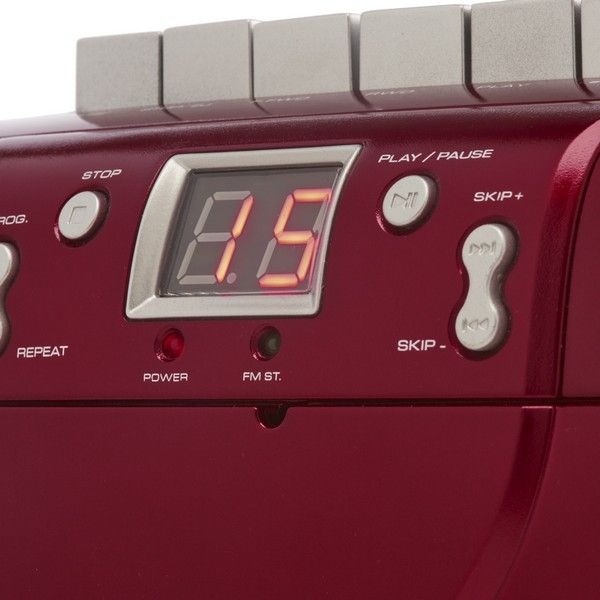GPO Draagbare 3-in-1 Radio, Casette en CD-Speler Rood