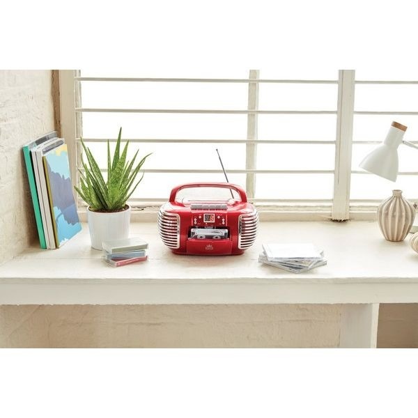 GPO Draagbare 3-in-1 Radio, Casette en CD-Speler Rood