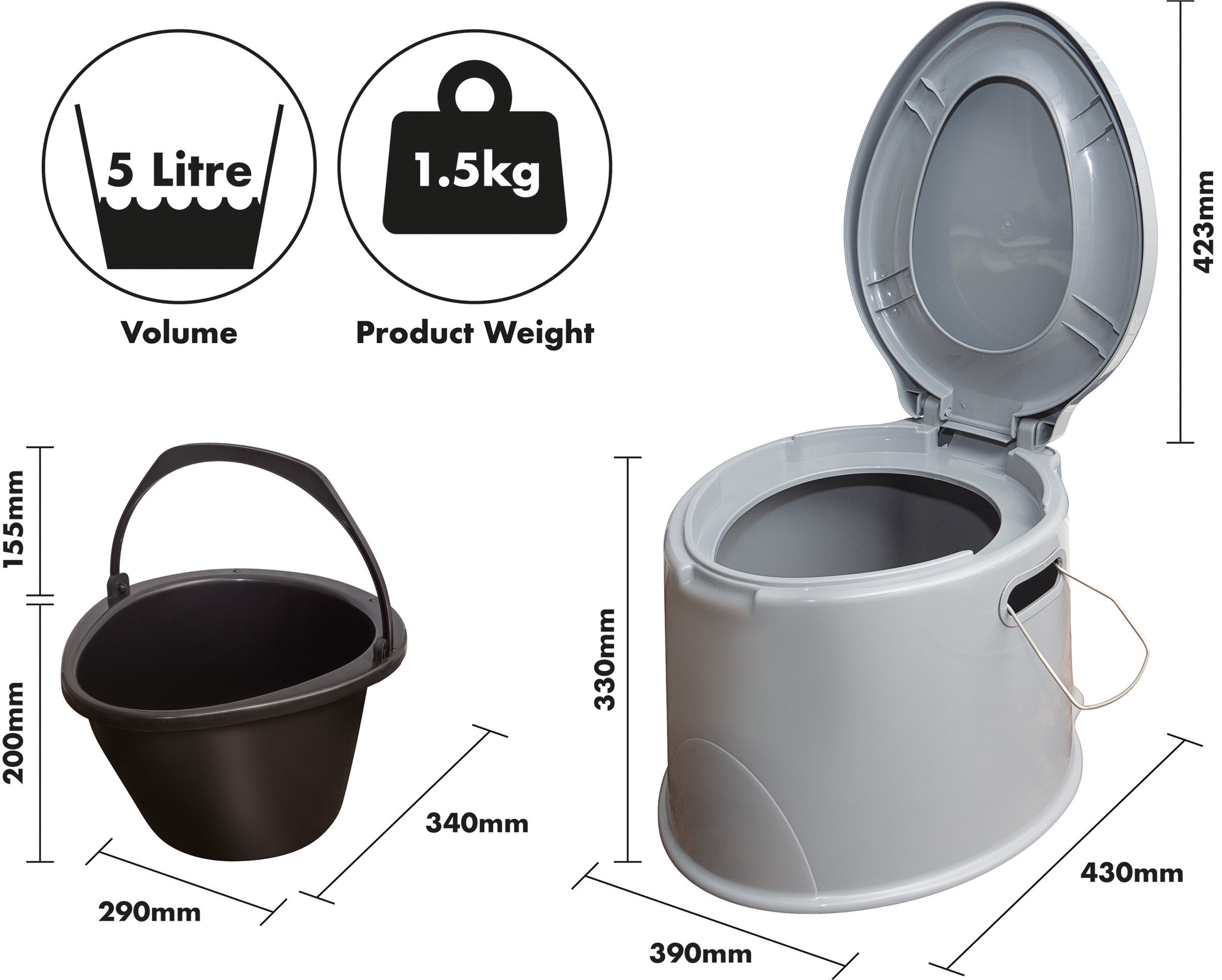 Aidapt draagbare toilet – Grijs