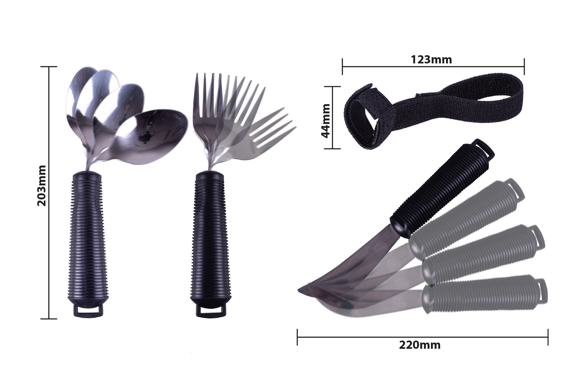 Aidapt buigbaar bestek met easy grip - 3 delig