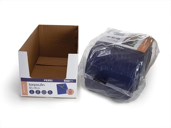Perel Dekzeil - Blauw/Kaki - Sterk - 12 x 15 m