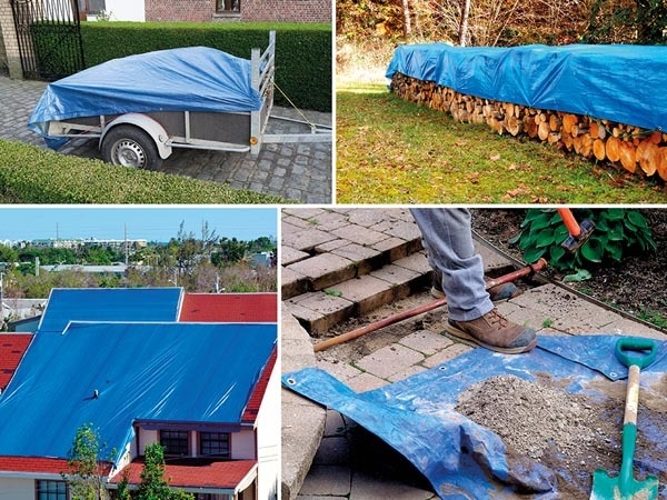 Perel Dekzeil - Blauw/Zwart - Zeer Sterk - 5 x 5 m