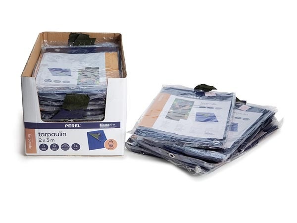 Perel Dekzeil - Blauw/Kaki - Sterk - 2 x 3 m