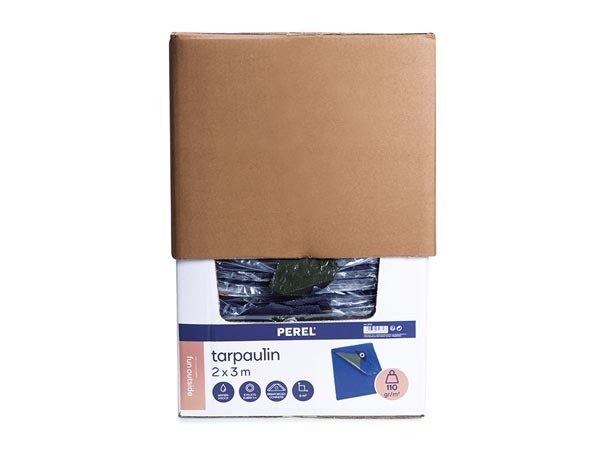 Perel Dekzeil - Blauw/Kaki - Sterk - 2 x 3 m