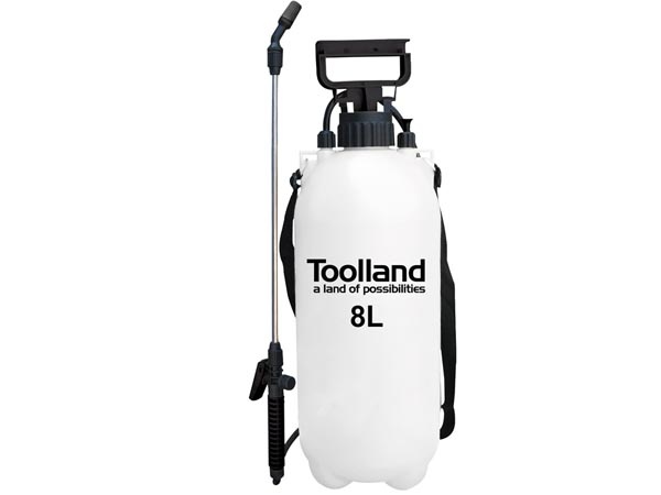 Toolland drukspuit druksproeier voor onkruid 8 liter inhoud met draagriem