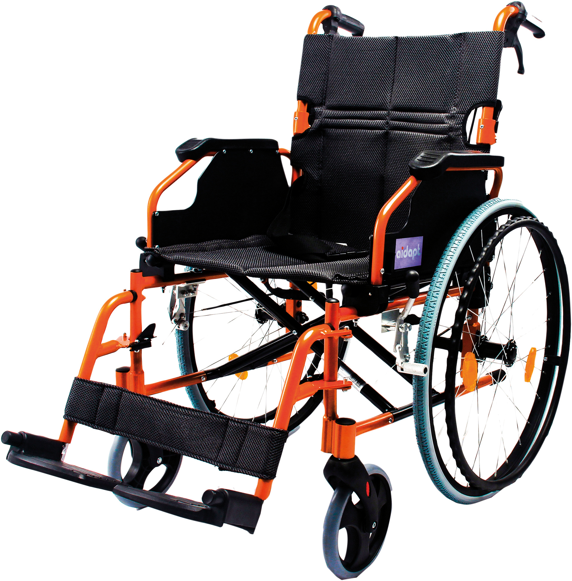 Aidapt Deluxe Lichtgewicht Aluminium Rolstoel met Zelfaandrijving Oranje