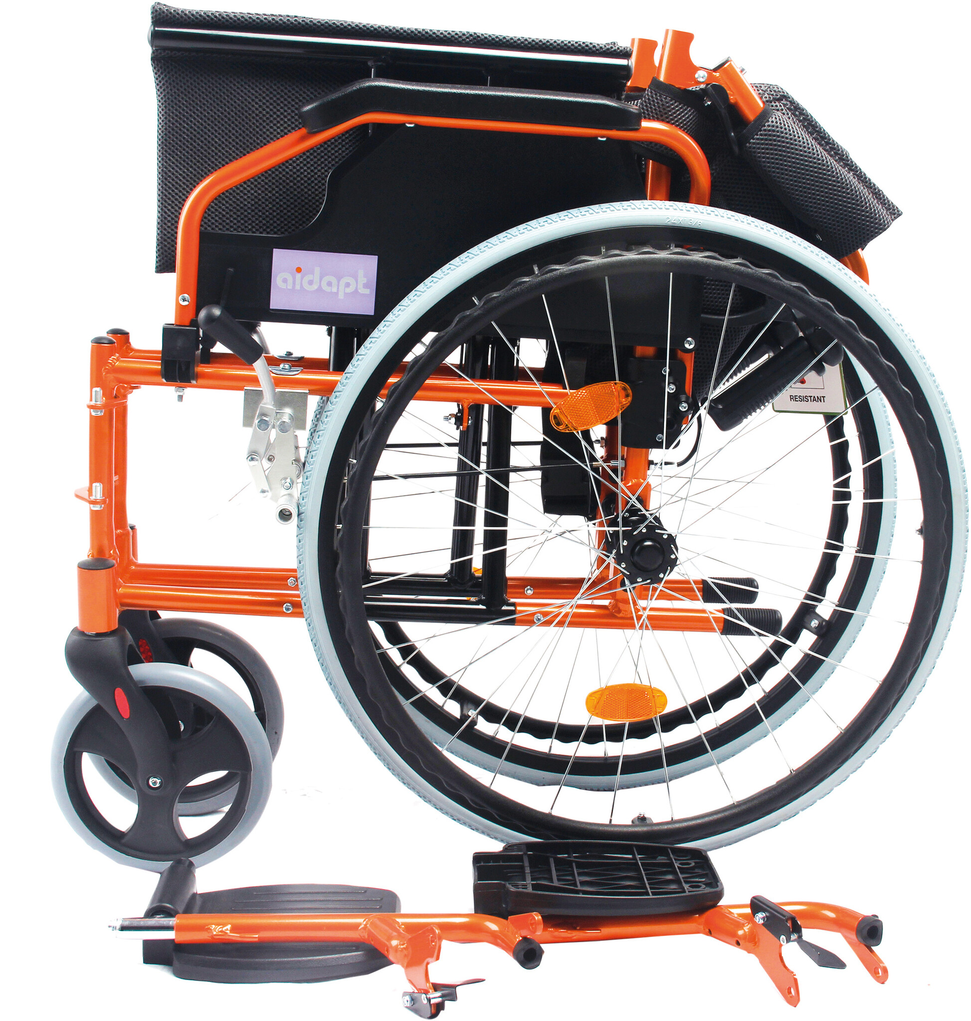 Aidapt Deluxe Lichtgewicht Aluminium Rolstoel met Zelfaandrijving Oranje