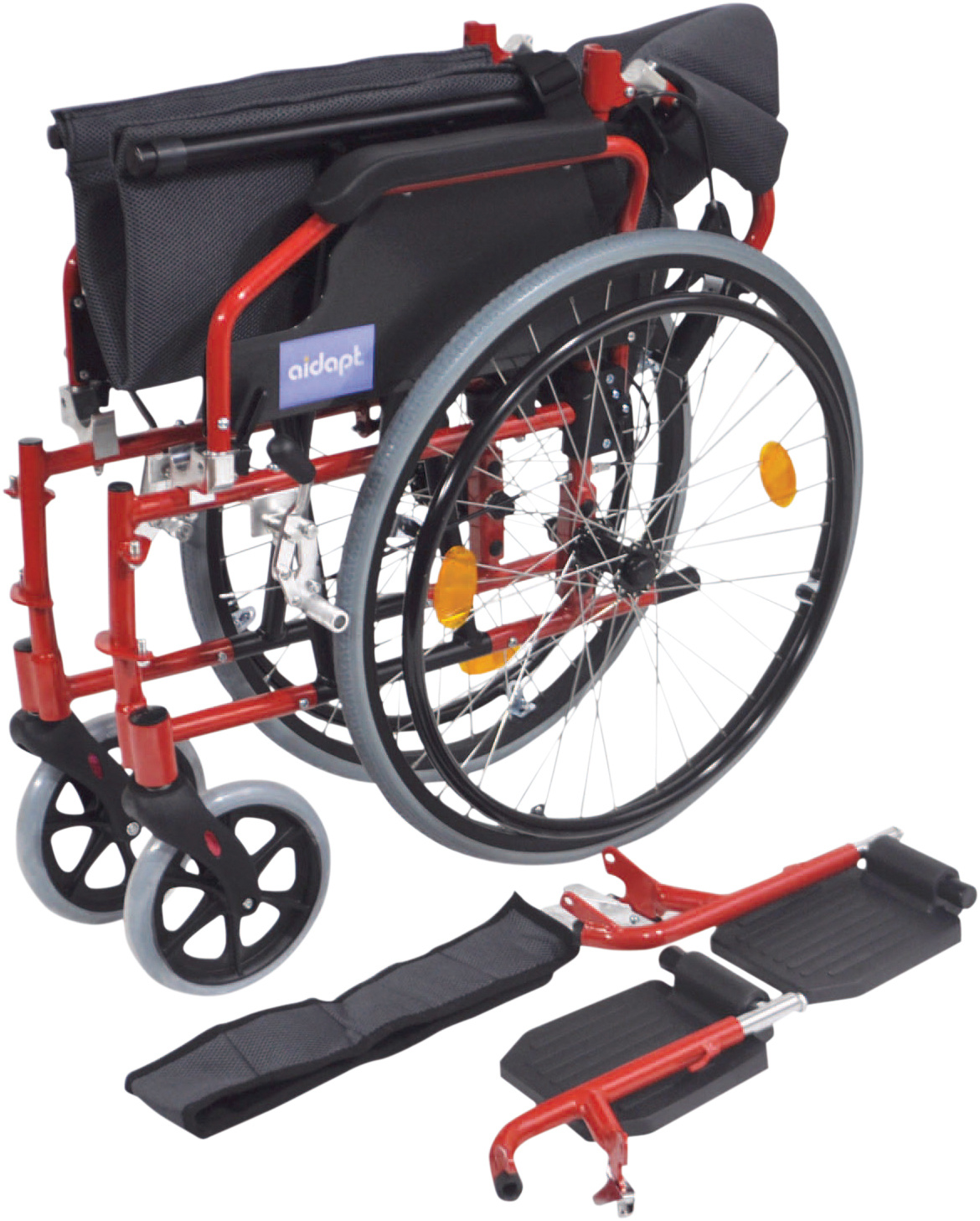 Aidapt Deluxe Lichtgewicht Aluminium Rolstoel met Zelfaandrijving Rood