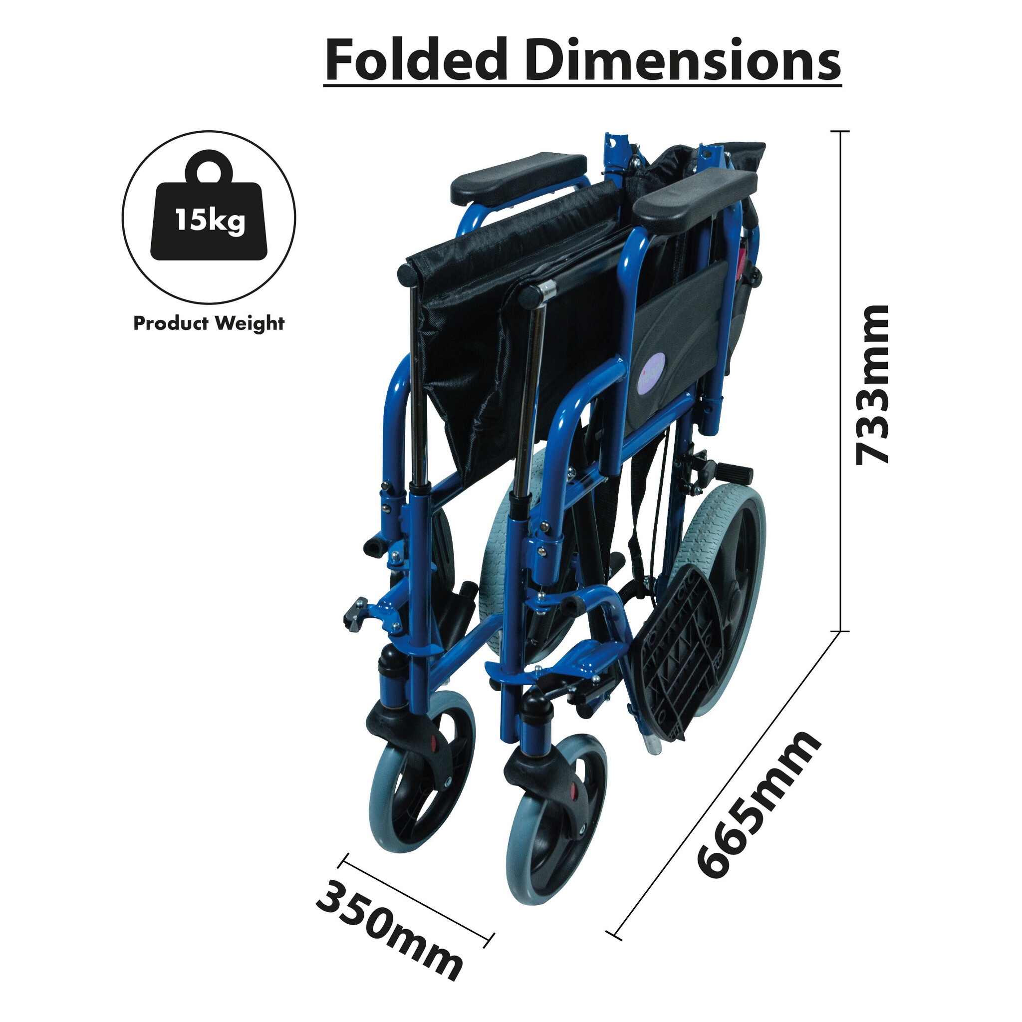 Aidapt Deluxe Rolstoel Staal Opvouwbaar Blauw