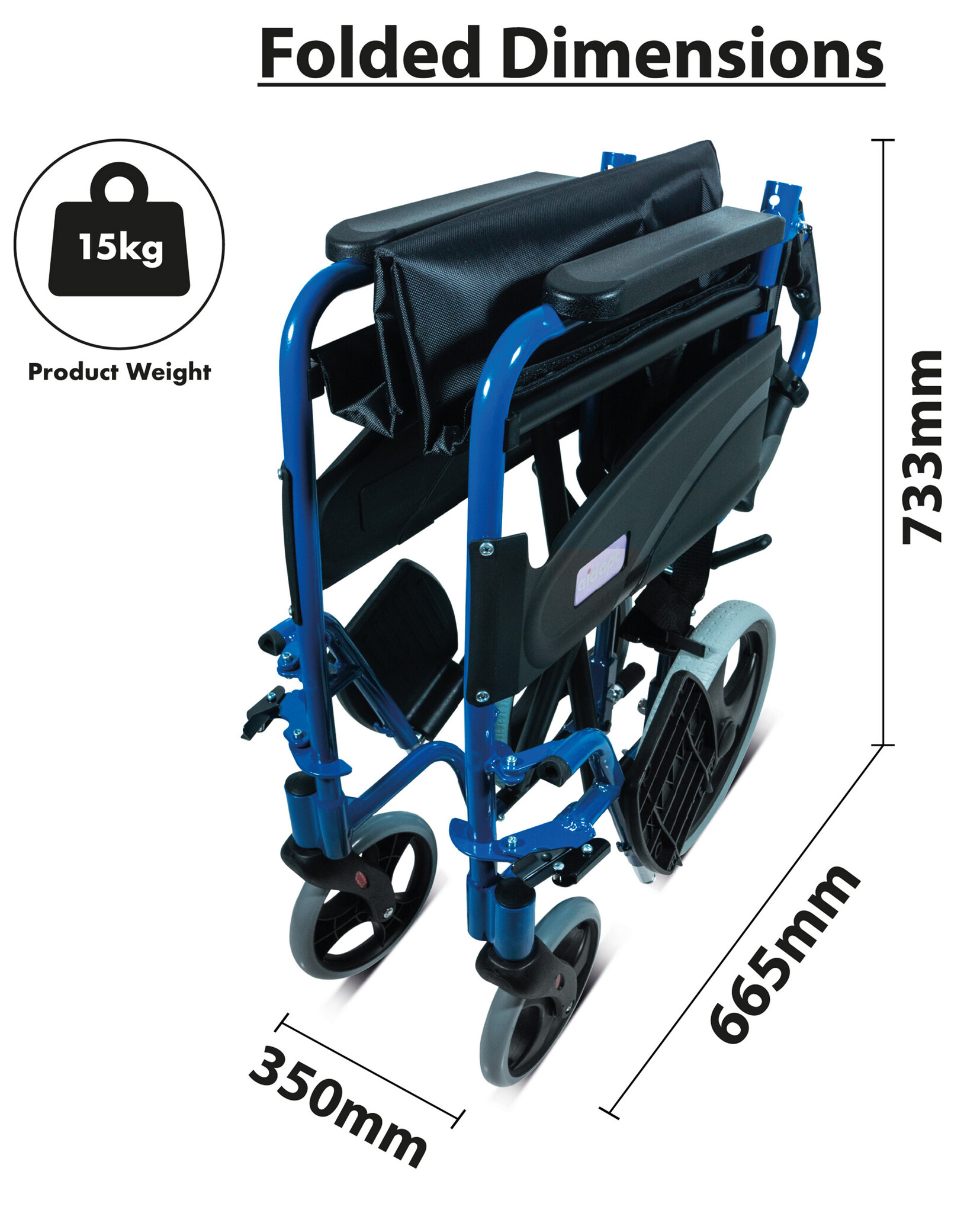 Aidapt Lichtgewicht Transport Rolstoel Blauw van Aluminium VA170BLUE