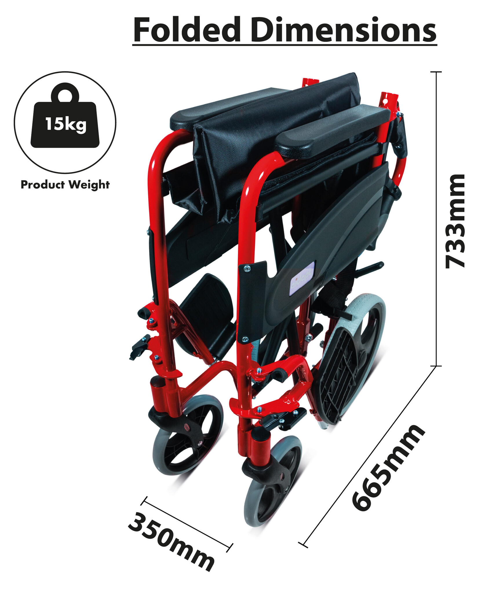Aidapt Lichtgewicht Transport Rolstoel Rood van Aluminium VA170RED
