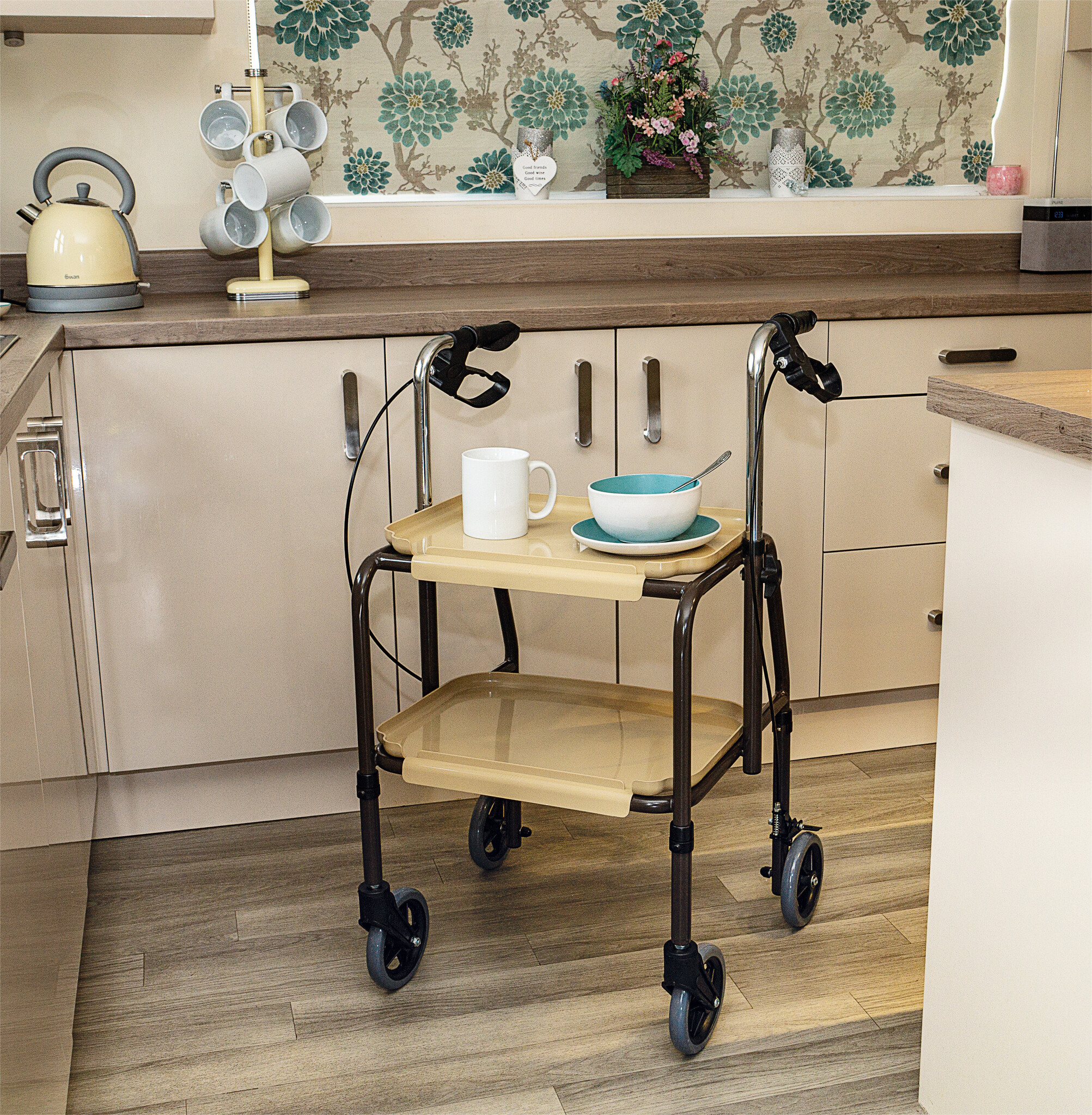 Aidapt Trolley Serveerwagen Rollator in hoogte Verstelbaar