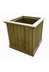 xtra solutions Vierkante houten bloembak plantenbak balkonbak ( 56 x 56 x 59 ) - geïmpregneerd grenen hout - verplaatsbaar