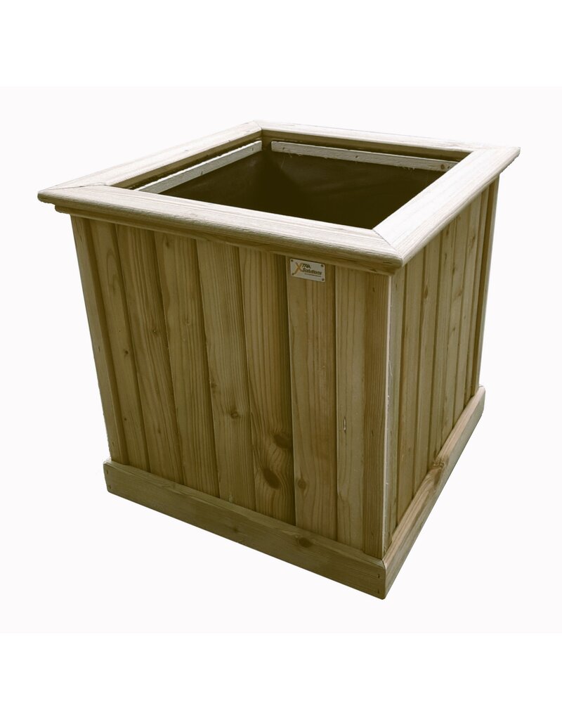 xtra solutions Vierkante houten bloembak plantenbak balkonbak ( 56 x 56 x 59 ) - geïmpregneerd grenen hout - verplaatsbaar