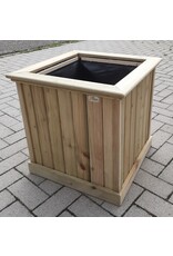 xtra solutions Vierkante houten bloembak plantenbak balkonbak ( 56 x 56 x 59 ) - geïmpregneerd grenen hout - verplaatsbaar