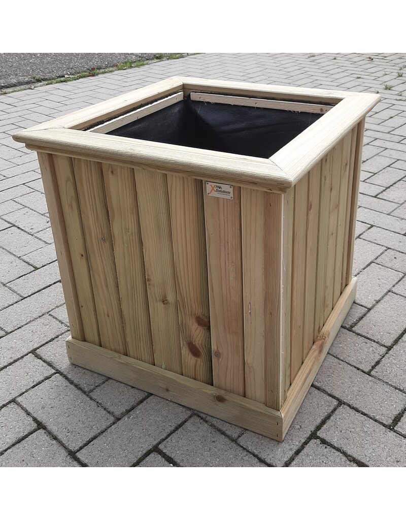 xtra solutions Vierkante houten bloembak plantenbak balkonbak ( 56 x 56 x 59 ) - geïmpregneerd grenen hout - verplaatsbaar