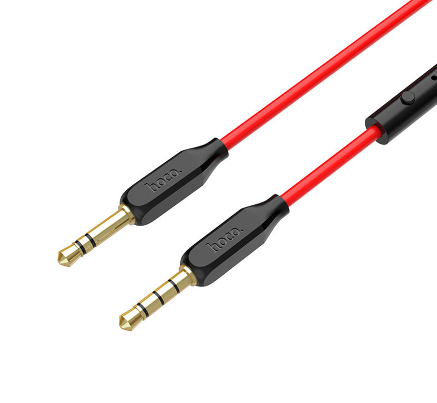 Hoco 3.5mm AudioJack Kabel met Microfoon 1M - Aux male naar Aux male - Rood