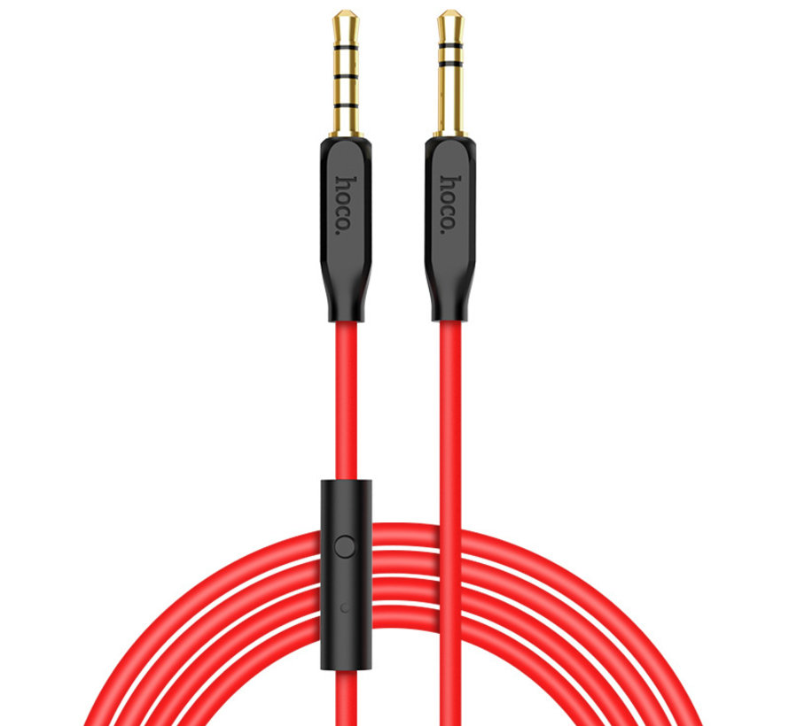Hoco 3.5mm AudioJack Kabel met Microfoon 1M - Aux male naar Aux male - Zwart