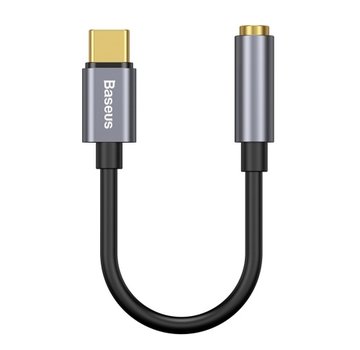 Baseus USB C Male naar 3.5mm Aux Jack Plug Female - Grijs