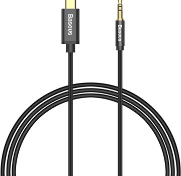 Baseus USB- type C / AUX naar 3,5mm Audiokabel 1.2m - Zwart