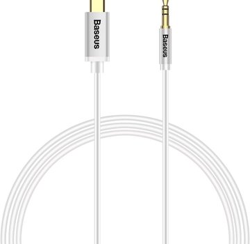 Baseus USB- type C / AUX naar 3,5mm Audiokabel 1.2 meter - Wit