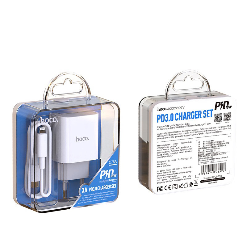 20W USB C Oplader met USB C naar Lightning Kabel - Snellader / Fast Charger - iPhone Oplader - Wit