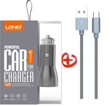 Car Charger with 2 USB Ports with Lightning Charging Cable