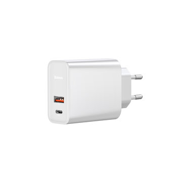 Oplaadstekker 30W - USB + USB C - Wit