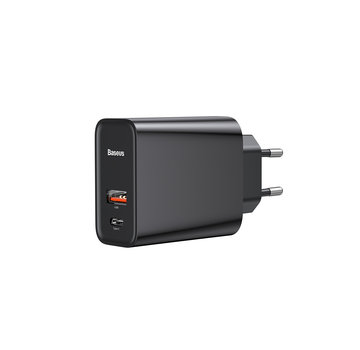 Oplaadstekker 30W - USB + USB C - Zwart