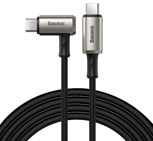 Baseus Double USB C Cable 100W PD3.1 - 1.5m - 10Gbps - 5A - Angled Connector - Suitable for Monitors - Silver