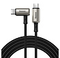 Double USB C Cable 100W PD3.1 - 1.5m - 10Gbps - 5A - Angled Connector - Suitable for Monitors - Silver