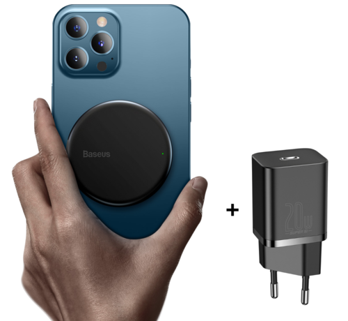 Baseus Mini MagSafe Wireless Charger + 20W USB C Charger - Black