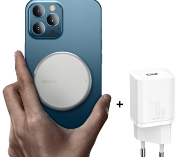Baseus Mini MagSafe Wireless Fast Charger + 20W USB C Charger - White